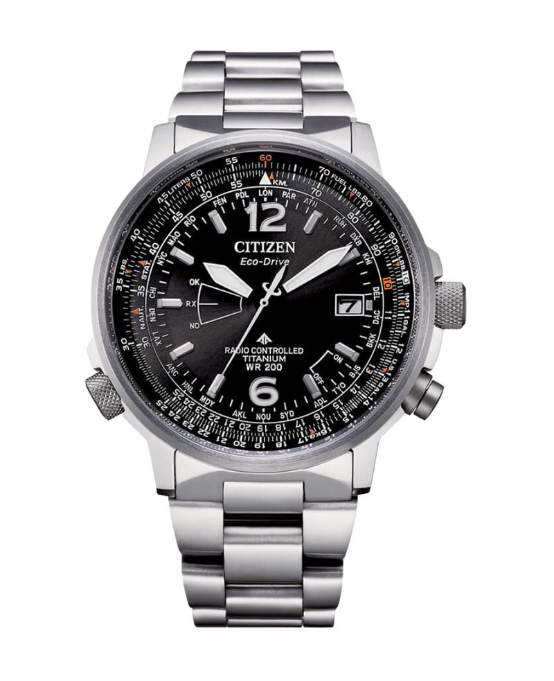 Citizen Super Titanium CB0230-81E reloj hombre titanio negro esfera oscura brazalete metálico
