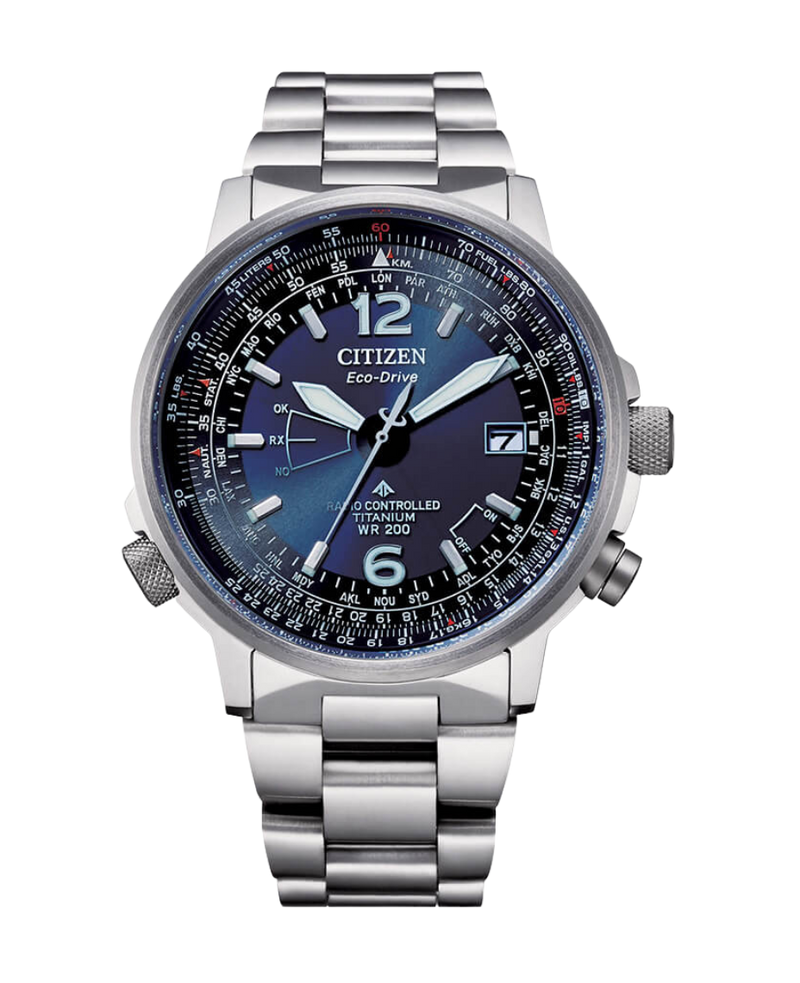 Citizen Super Titanium CB0230-81L reloj hombre titanio esfera azul cristal zafiro
