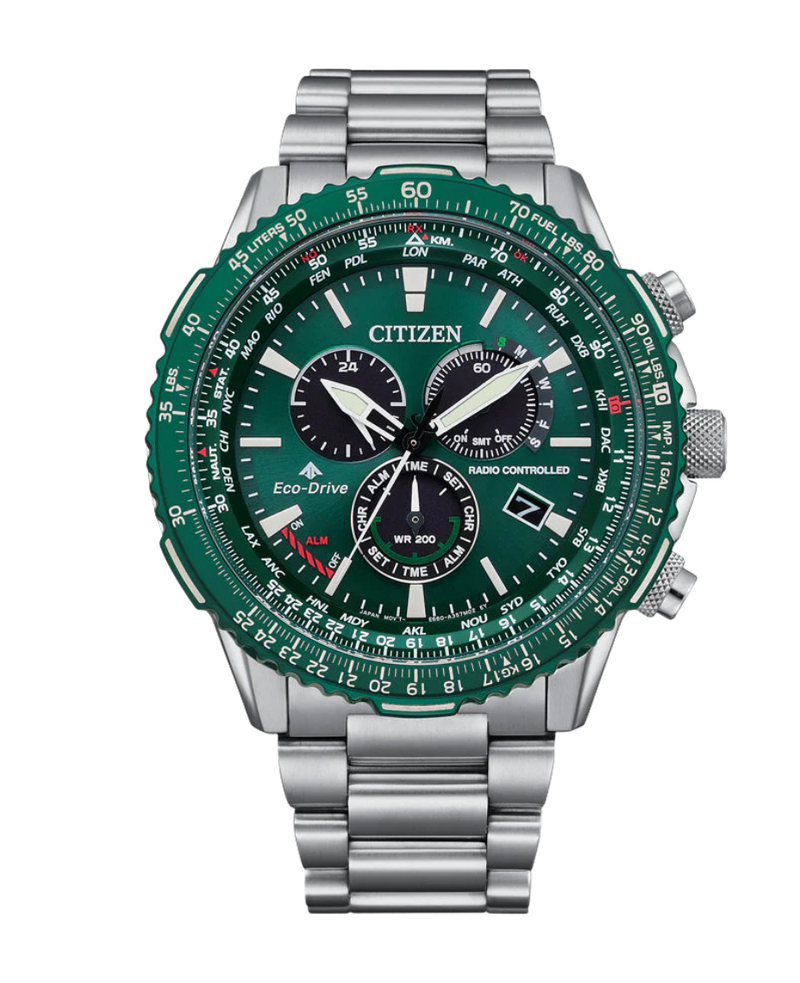 Citizen Eco-Drive CB5004-59W reloj hombre acero esfera verde cronógrafo