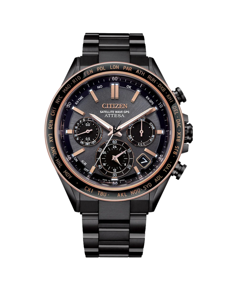 Citizen Attesa Satellite Wave CC4074-61W reloj hombre titanio plateado GPS Eco-Drive
