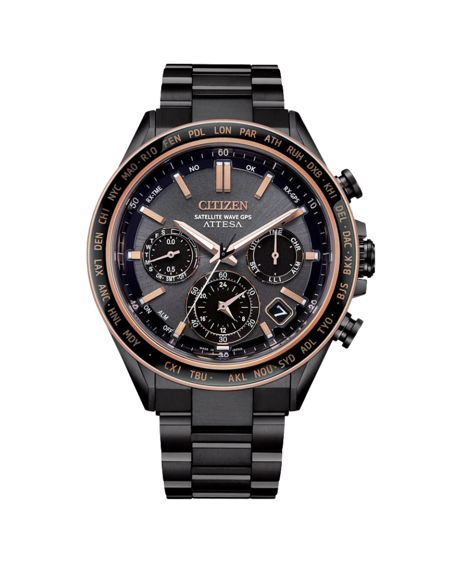 Citizen Attesa Satellite Wave CC4074-61W reloj hombre titanio plateado GPS Eco-Drive