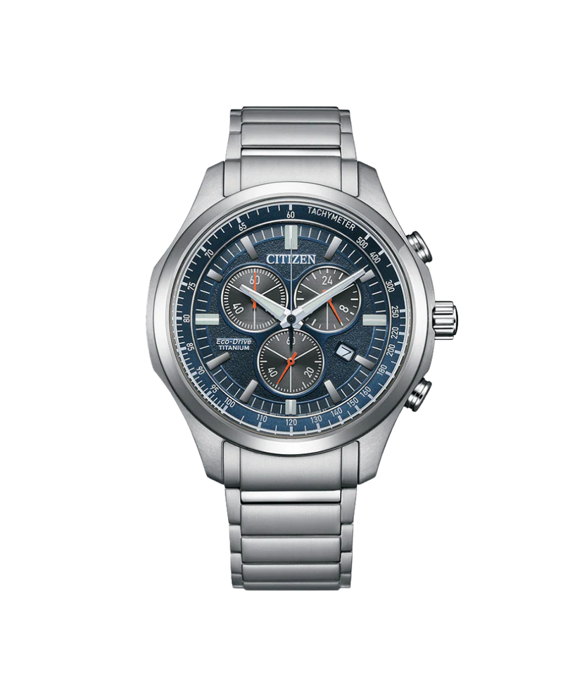 Citizen Super Titanium AT2530-85L reloj hombre titanio azul cronógrafo Eco-Drive