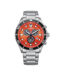 Citizen Eco-Drive AT2560-84X reloj hombre acero esfera naranja cronógrafo