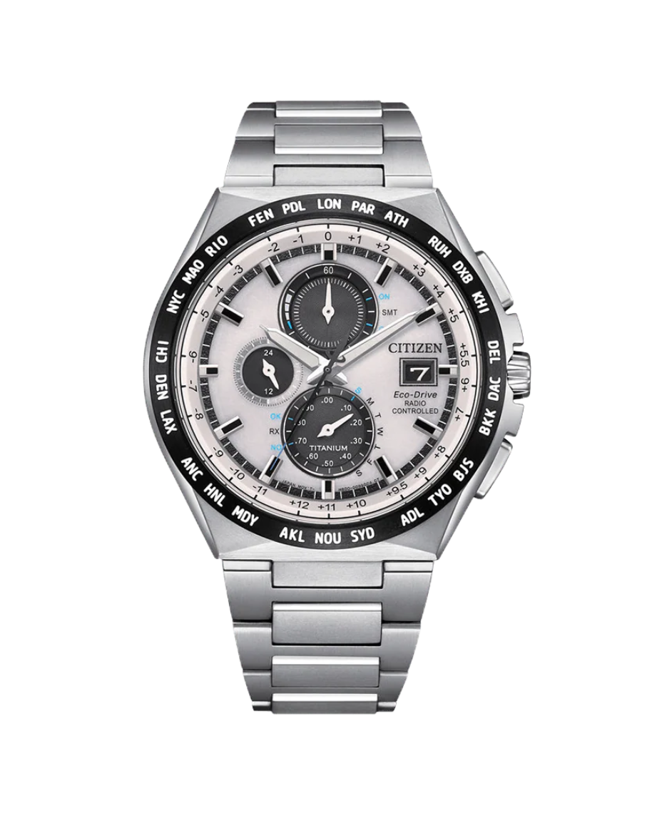 Citizen Eco-Drive AT8238-84A reloj hombre Super Titanium esfera blanca