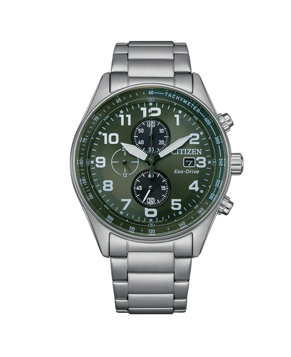 Citizen Eco-Drive CA0770-72X reloj hombre acero esfera verde cronógrafo 43mm