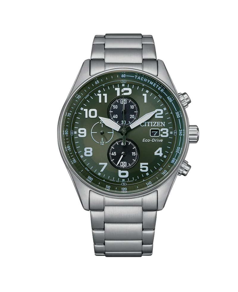 Citizen Eco-Drive CA0770-72X reloj hombre acero esfera verde cronógrafo 43mm