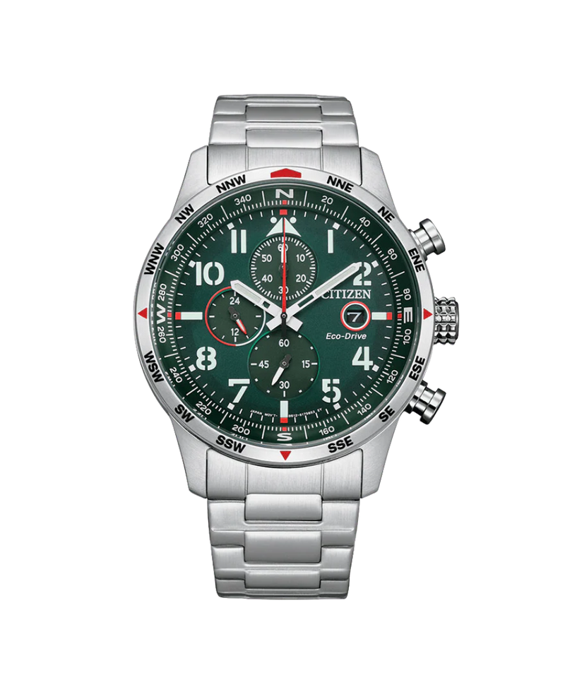 Citizen Eco-Drive CA0791-81X reloj hombre acero esfera verde cronógrafo 43mm