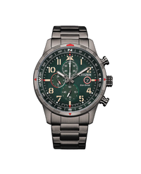 Citizen Eco-Drive CA0797-84X reloj hombre acero cronógrafo esfera verde