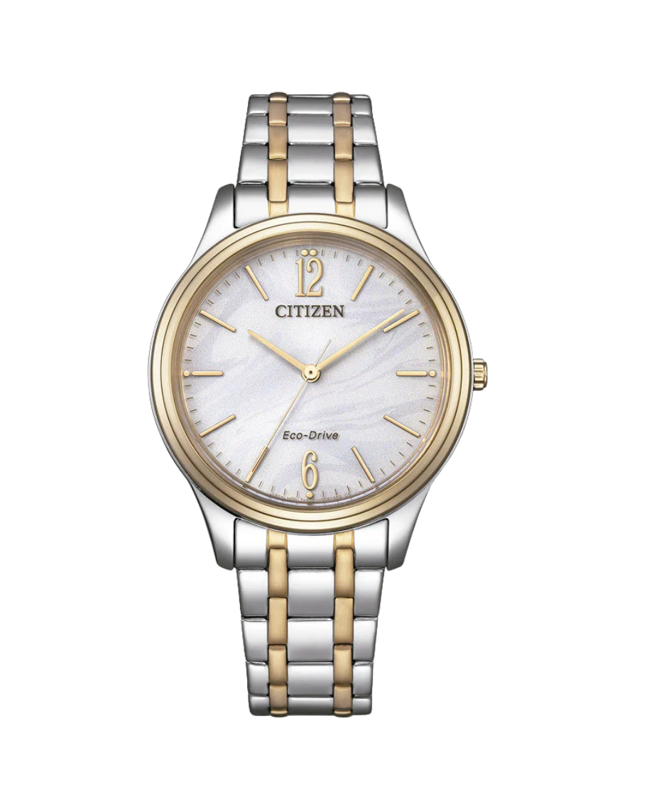 Citizen Eco-Drive EM0416-78A reloj mujer acero bicolor oro rosa esfera blanca