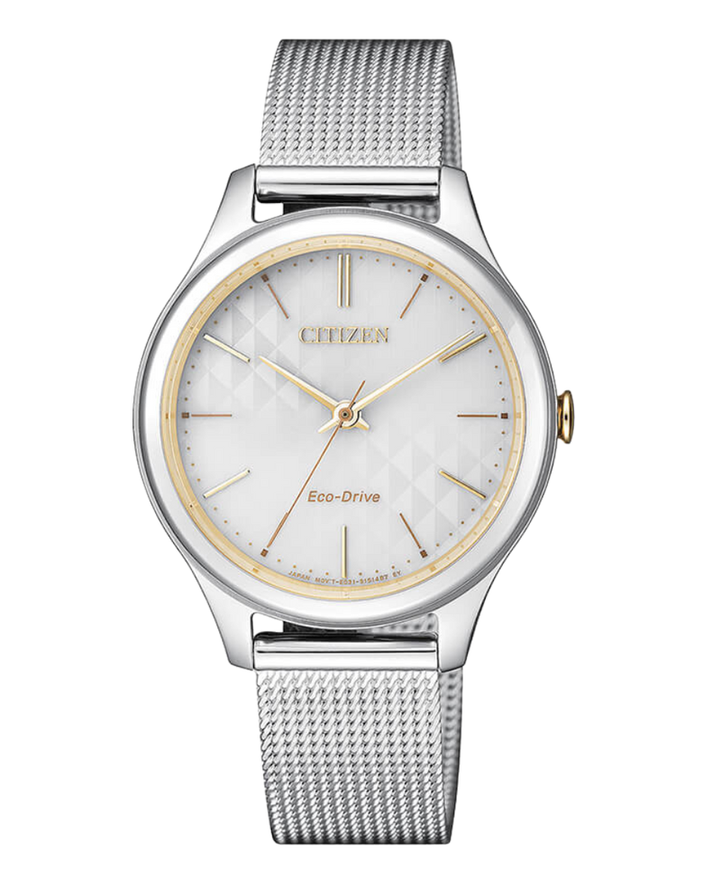 Citizen Eco-Drive EM0504-81A reloj mujer acero bicolor oro esfera blanca