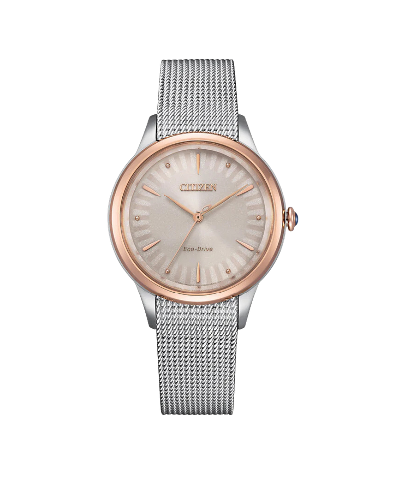 Citizen Eco-Drive EM1156-80X reloj mujer acero rose gold esfera beige