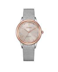 Citizen Eco-Drive EM1156-80X reloj mujer acero rose gold esfera beige