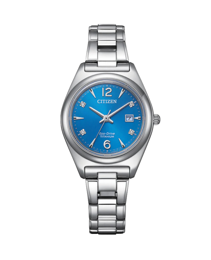 Citizen Super Titanium EW2601-81L reloj mujer titanio azul con esfera azul y brazalete metálico
