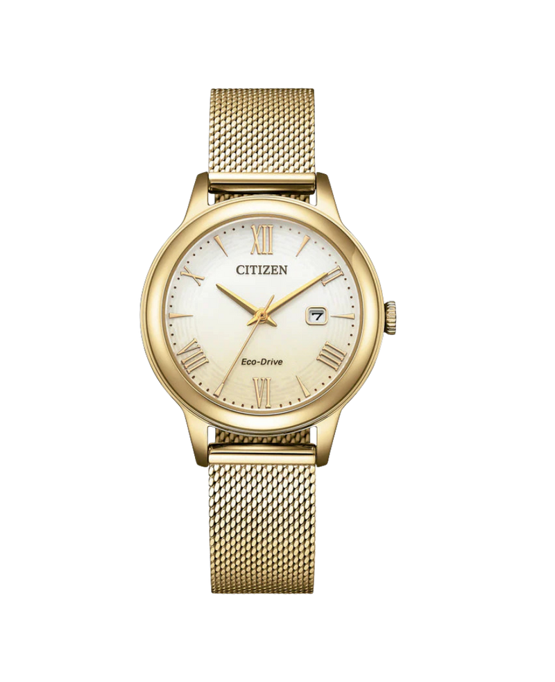 Citizen Eco-Drive EW2623-70P reloj mujer acero chapado oro rosa esfera gradiente blanco dorado