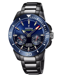 Festina Connected F20647/1 reloj hombre acero híbrido esfera azul pulsera negra