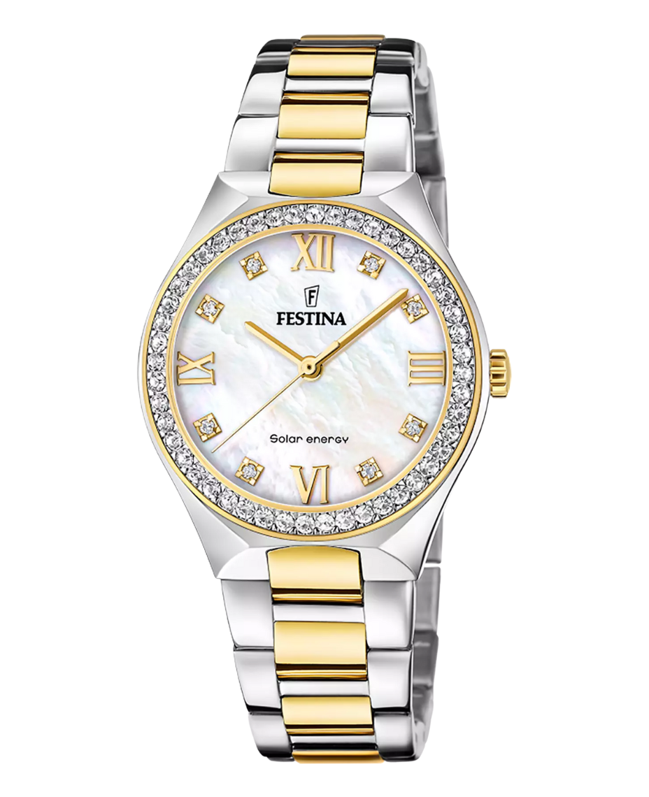 Festina F20659/1 reloj mujer acero esfera blanca pulsera multicolor solar