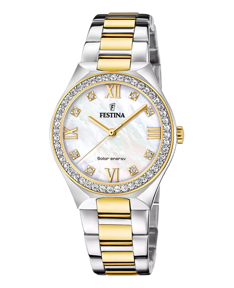Festina F20659/1 reloj mujer acero esfera blanca pulsera multicolor solar