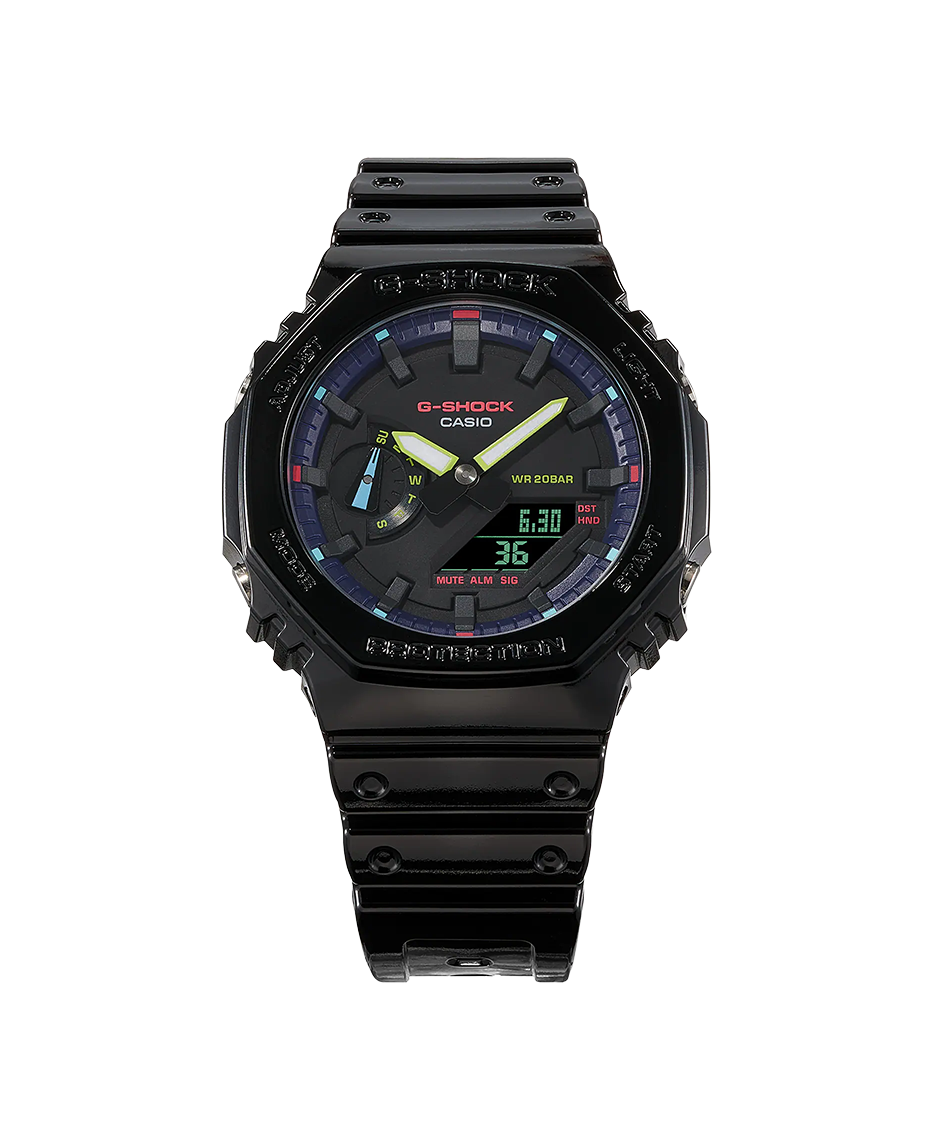 Casio G-Shock GA-2100RGB-1AER reloj hombre resina carbono negro