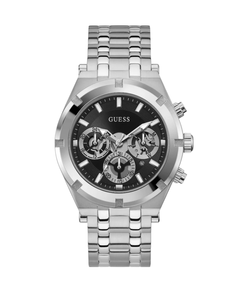 Guess Continental GW0260G1 reloj hombre acero plata esfera negra multifunción 44mm