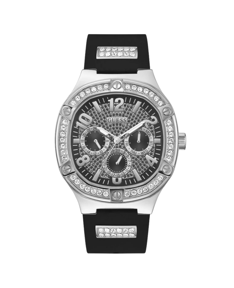 Guess Duke GW0641G1 reloj hombre acero plata esfera negra correa silicona