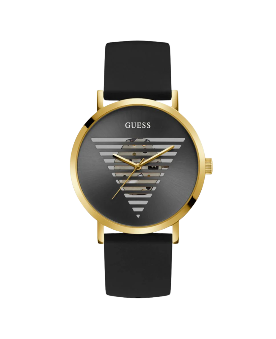 Guess Idol GW0503G1 reloj hombre acero dorado correa silicona negra