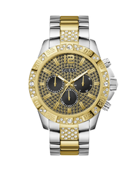 Guess Majestic GW0796G3 reloj hombre acero reciclado plateado esfera negra brazalete dorado
