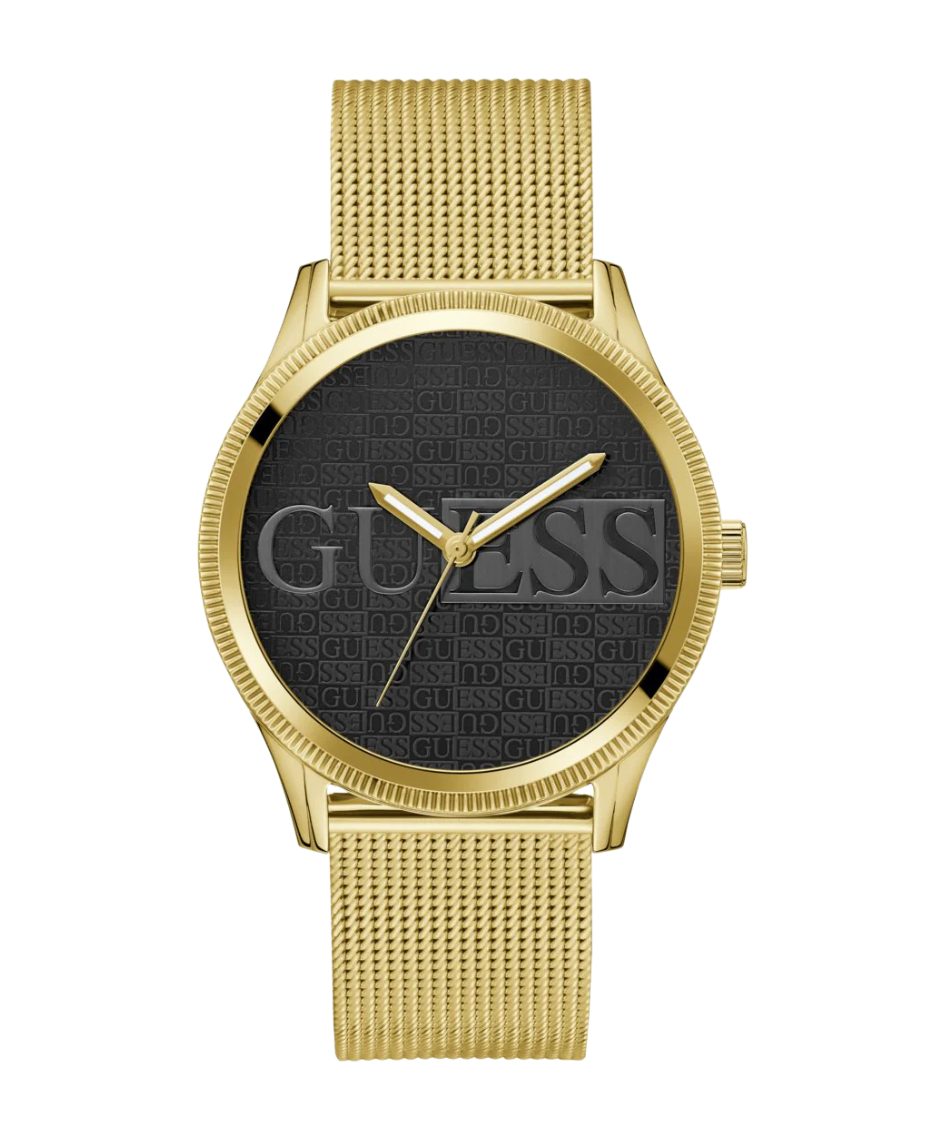 Guess Reputation GW0726G2 reloj hombre acero dorado esfera champagne correa silicona negra