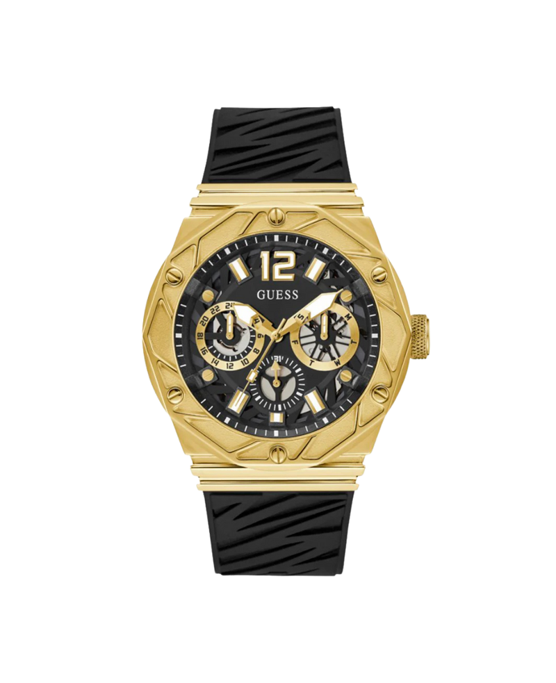 Guess Rival GW0634G2 reloj hombre acero dorado esfera negra correa silicona