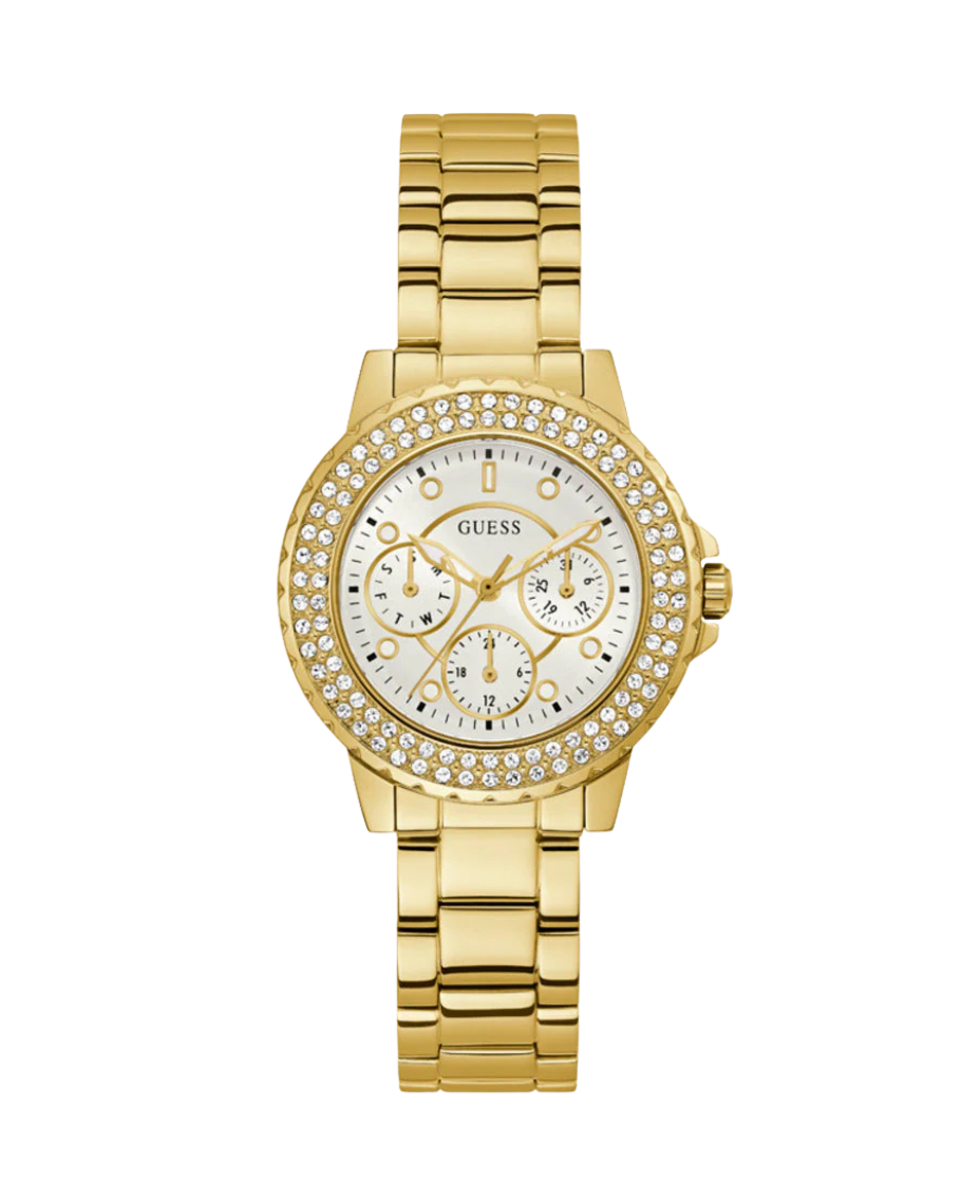 Guess Crown Jewel GW0410L2 reloj mujer acero dorado esfera blanca brazalete oro