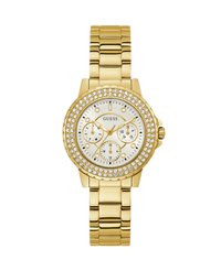 Guess Crown Jewel GW0410L2 reloj mujer acero dorado esfera blanca brazalete oro