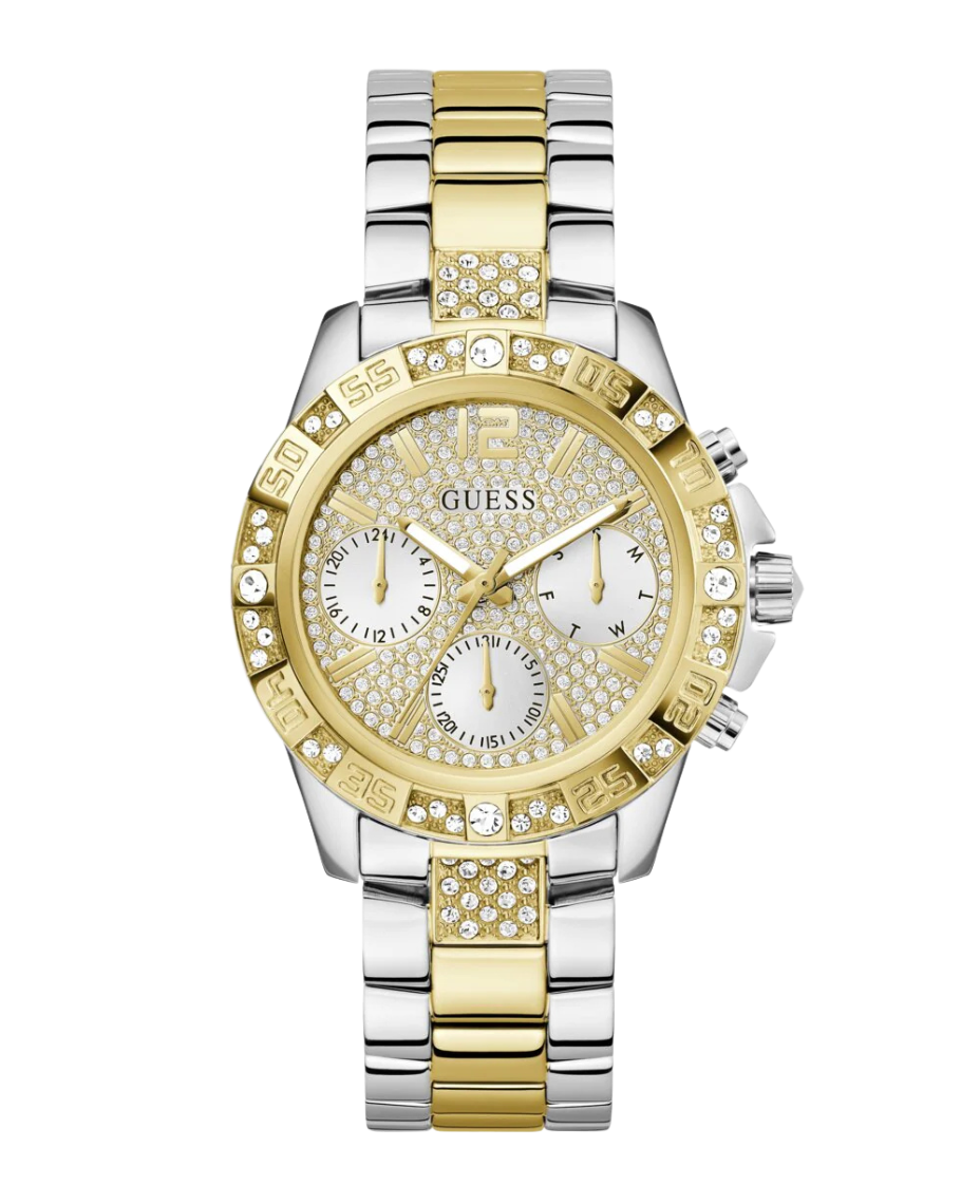 Guess Majesty GW0771L3 reloj mujer acero plateado esfera blanca brazalete dorado