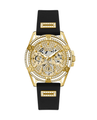 Guess Queen GW0536L3 reloj mujer acero dorado esfera champagne correa silicona negra