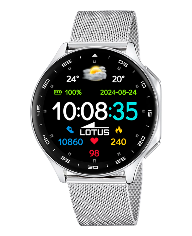 Lotus Smartwatch 50050/3 reloj hombre inteligente aleación zinc esfera negra pulsera acero plateado