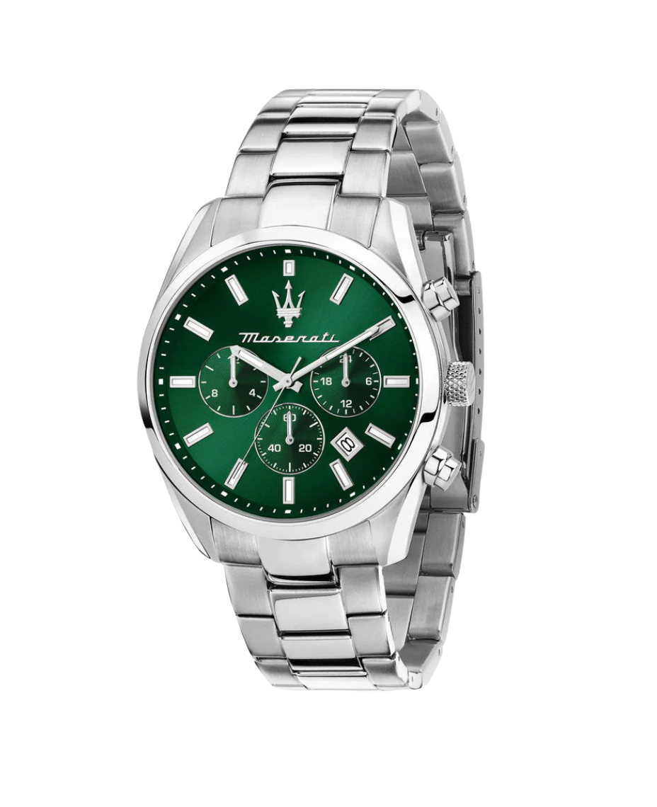 Maserati R8853151011 reloj hombre acero plata esfera verde multifunción 43mm