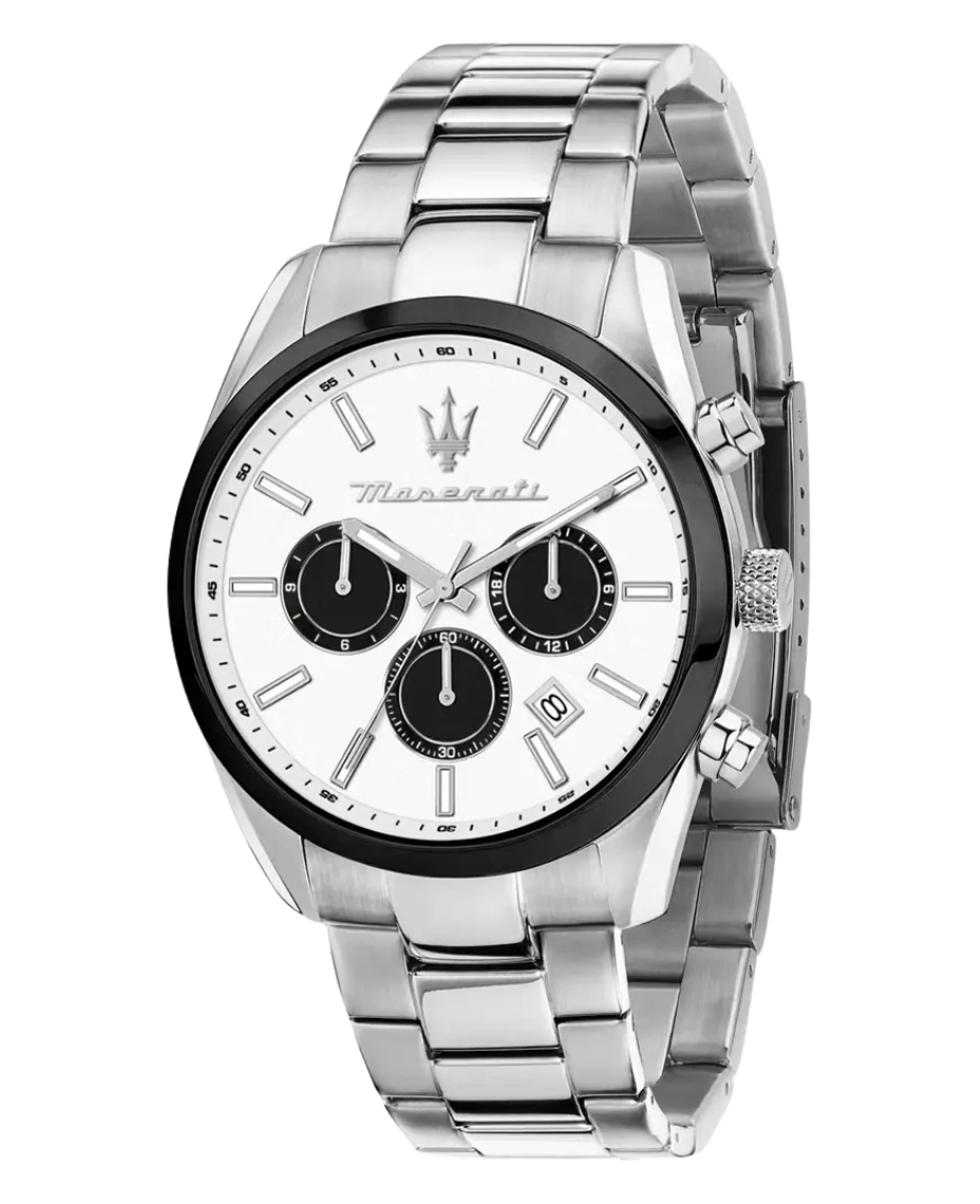 Maserati R8853151004 reloj hombre acero plateado esfera blanca multifunción