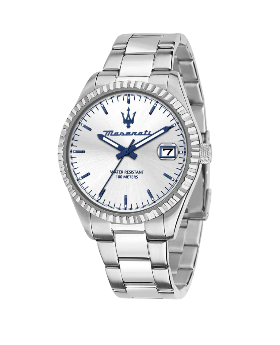 Maserati Competizione R8853100045 reloj hombre acero plata con esfera plateada y brazalete deportivo
