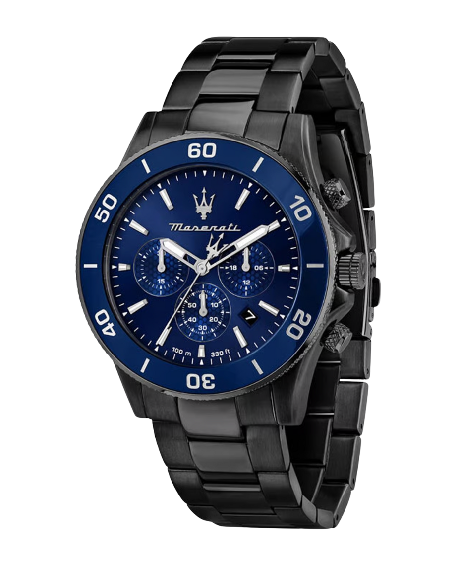 Maserati Competizione R8873600005 reloj hombre acero negro esfera azul cronógrafo