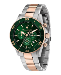 Maserati Competizione R8873600004 reloj hombre acero esfera verde brazalete oro rosa