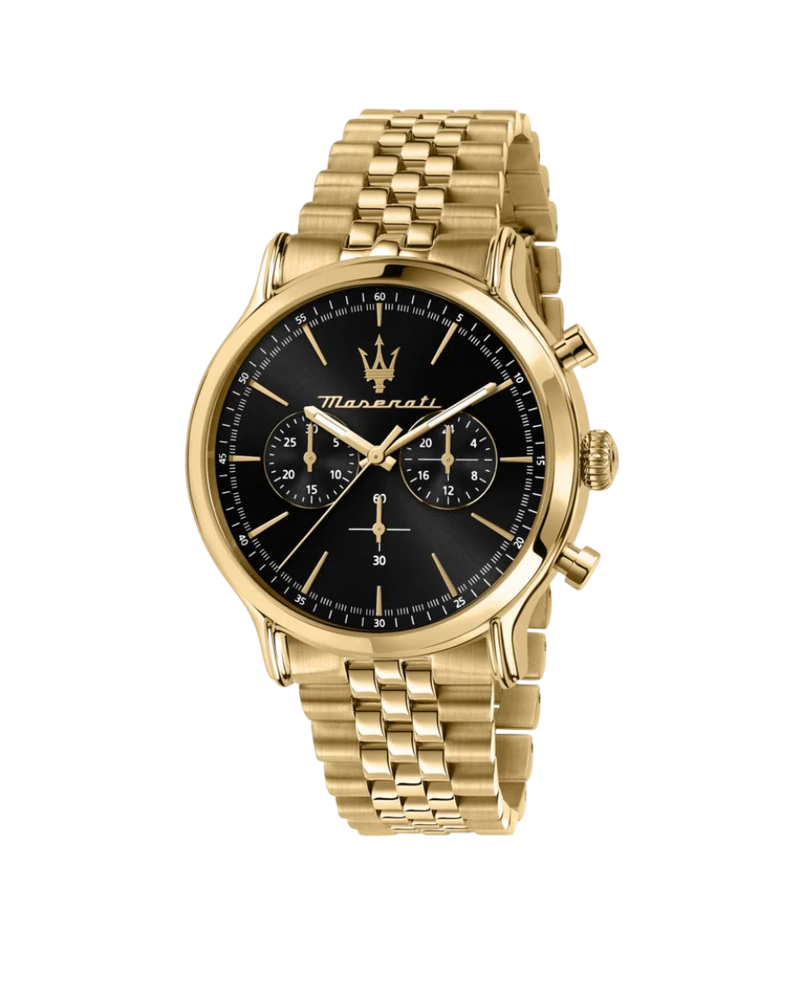 Maserati Epoca R8873618023 reloj hombre acero dorado esfera negra cronógrafo