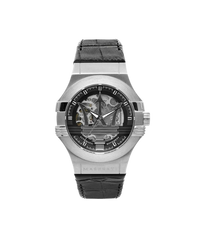 Maserati Potenza Automático R8821108038 reloj hombre acero plata esfera negra correa cuero