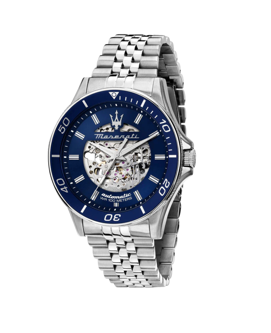 Maserati Sfida Automático R8823140011 reloj hombre acero plata esfera azul