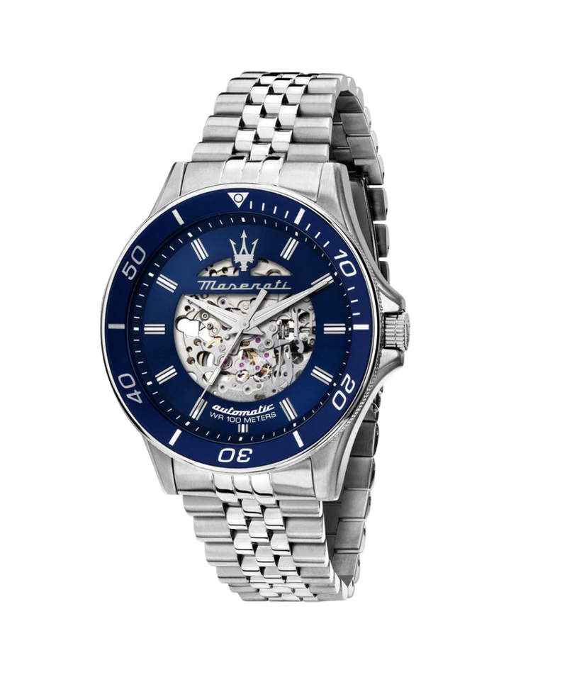 Maserati Sfida Automático R8823140011 reloj hombre acero plata esfera azul