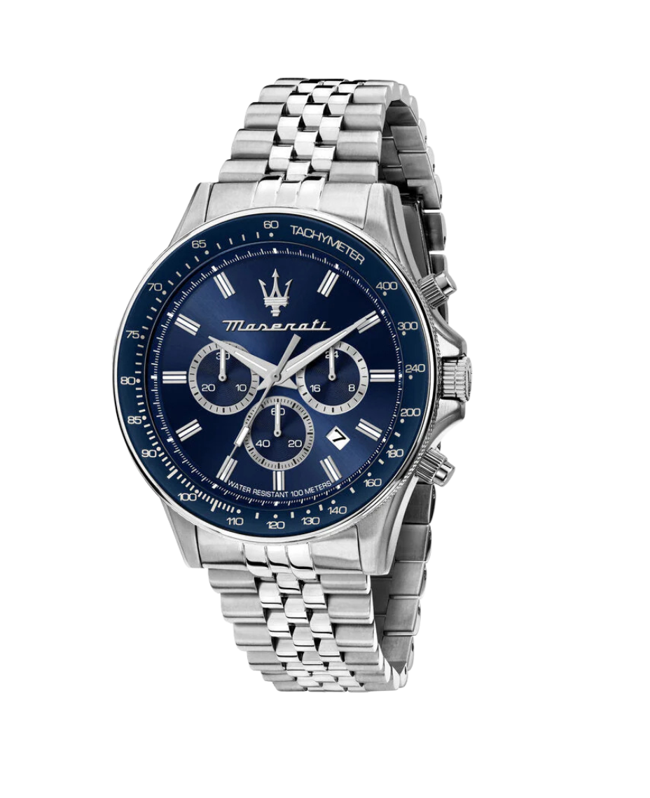 Maserati Sfida R8873640025 reloj hombre acero plata esfera azul cronógrafo