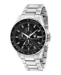 Maserati Sfida R8873640015 reloj hombre acero cronógrafo esfera negra brazalete plateado