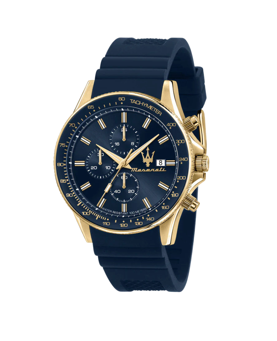 Maserati Sfida R8871640004 reloj hombre acero dorado azul cronógrafo