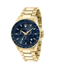 Maserati Sfida R8873640008 reloj hombre acero dorado esfera azul cronógrafo