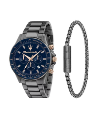 Maserati Sfida R8873640020 reloj hombre acero gris esfera azul cronógrafo