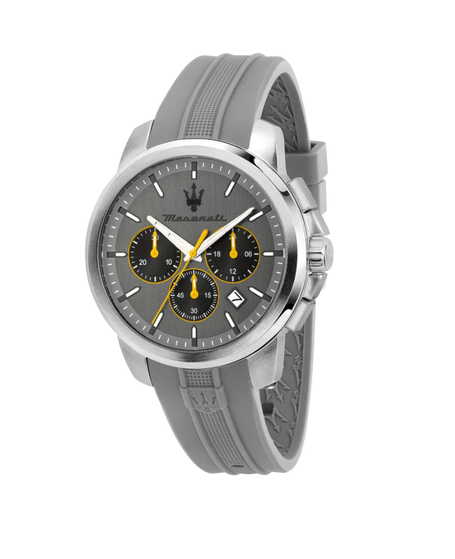 Maserati Successo R8871621043 reloj hombre acero plata esfera gris correa silicona