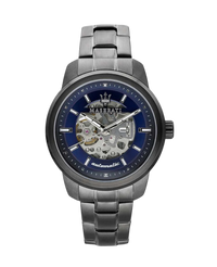 Maserati Successo R8823121001 reloj hombre acero gun metal azul automático cristal zafiro