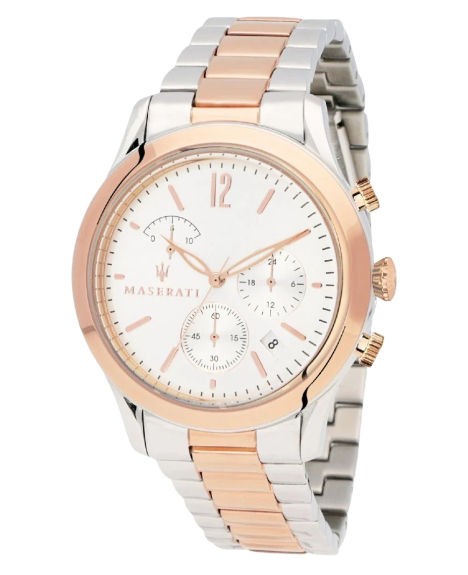 Maserati R8873625001 reloj hombre acero oro rosa esfera blanca cronógrafo